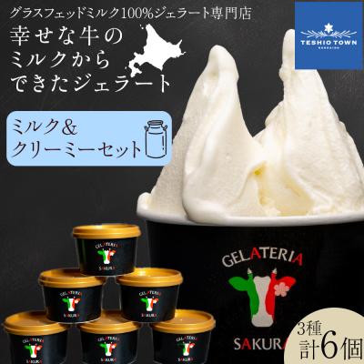 ふるさと納税 天塩町 幸せな牛のミルクからできたジェラート ミルク&amp;クリーミー6個セット (株)SAKURA STYLE