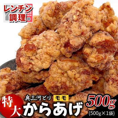 ふるさと納税 設楽町 レンチンで簡単調理! 特大! ジューシー! 奥三河どり もも肉 から揚げ 500g 鶏肉
