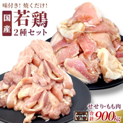 ふるさと納税 設楽町 田口塩鶏 国産 若鶏味付け肉 2種セット 900g(せせり200g×2・もも250g×2)奥三河どり