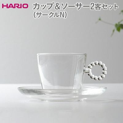 ふるさと納税 古河市 HARIO カップ&amp;ソーサー 2客セット「サークルN」シリーズ[HTW-CS-C-N] _DL21