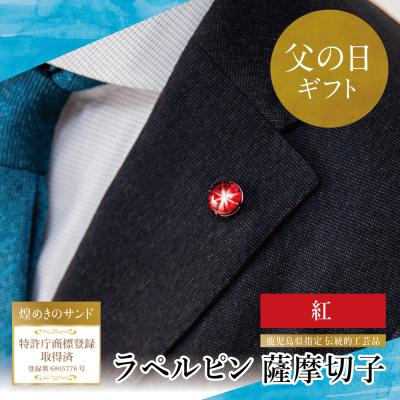 ふるさと納税 南さつま市 [父の日ギフト]薩摩切子ラペルピン[紅]「煌めきのサンド」
