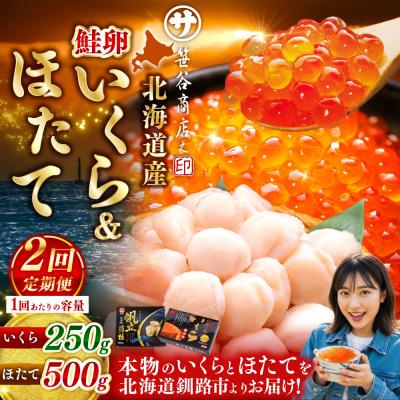 ふるさと納税 釧路市 [2ヶ月定期便] 笹谷商店 新物 北海道産 いくら醤油漬け250g&amp;ほたて貝柱500g