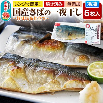 ふるさと納税 名取市 レンジで簡単焼魚!焼き済み 国産さばの一夜干し 5枚入り|21_mss-090501