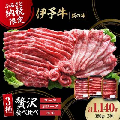 ふるさと納税 大洲市 [黒毛和牛]毎月30個限定!伊予牛「絹の味」3種食べ比べ ロース・肩ロース・モモ [AGAB001]
