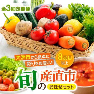 ふるさと納税 大洲市 [全3回定期便]産地直送!鮮度抜群!旬の産直市お任せセット(8種以上)[AGAP018]