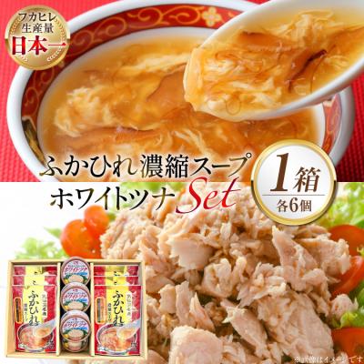 ふるさと納税 気仙沼市 ふかひれ濃縮スープ 6袋 &amp; ホワイトツナ まぐろ油漬けフレーク 6缶 ギフト 