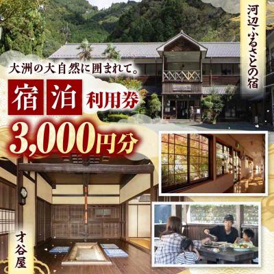 ふるさと納税 大洲市 [電子クーポン]河辺ふるさとの宿・才谷屋 共通宿泊利用 3,000円分 [AGDO004]