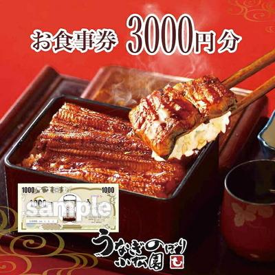 ふるさと納税 古河市 うなぎのぼり小松園 お食事券3,000円分 | 食事券 お食事券 利用券うなぎ 鰻 _AT33