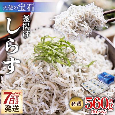 ふるさと納税 香南市 小分けしらす干し 小分け釜揚げしらす 約560g 70g×8パック 天使の宝石 fa-0002
