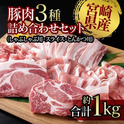ふるさと納税 西都市 宮崎県産豚肉3種合計1kgしゃぶ肉・スライス・カツの詰め合わせus[2143]