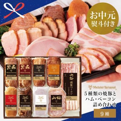 ふるさと納税 南さつま市 [お中元ギフト]マイスター山野井 5種類の焼豚とハム・ベーコン詰め合わせ [9種]