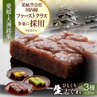 ふるさと納税 大洲市 大洲銘菓 ひとくち生志ぐれ 3種30個入り ギフト箱入り [AGCB011]