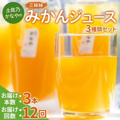 ふるさと納税 香南市 みかんジュース100% ジュース ストレート 土佐乃かなやの三姉妹 各3本×12回 Wbe-0086