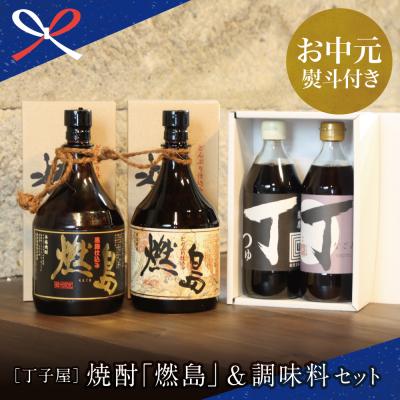 ふるさと納税 南さつま市 [お中元ギフト]特別販売店限定 焼酎「燃島」900ml 2本&amp;調味料2本セット