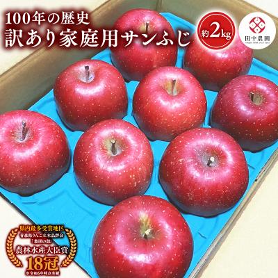 ふるさと納税 平川市 12月 100年の歴史 訳あり 家庭用サンふじ 約2kg[田中農園・青森県平川市産・青森りんご]