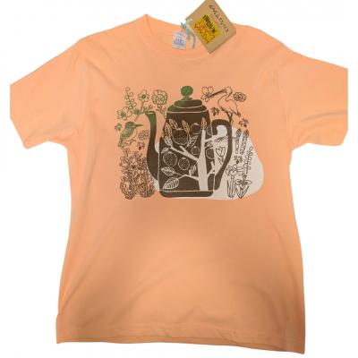 ふるさと納税 三宅町 オリジナル 手刷り Tシャツ[春 Mサイズ]メンズ レディース 半袖 ひまわり美術部