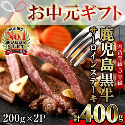 ふるさと納税 いちき串木野市 [お中元]鹿児島黒牛サーロインステーキ(5等級)セット合計400g