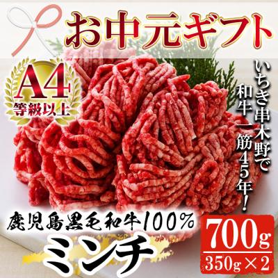 ふるさと納税 いちき串木野市 [お中元]鹿児島県産黒毛和牛100%ミンチ(約350g×2P)