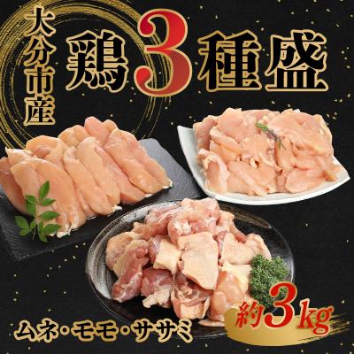 ふるさと納税 大分市 [お中元ギフト]鶏3種盛(ムネ・モモ・ササミ)約3kg≪7/1〜8/9発送≫_A03026-S
