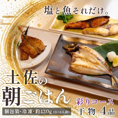 ふるさと納税 大月町 干物セット 4品 土佐の朝ごはん 彩りコース 冷凍 個包装 焼き魚 ご飯のお供 3〜4人前 大月町
