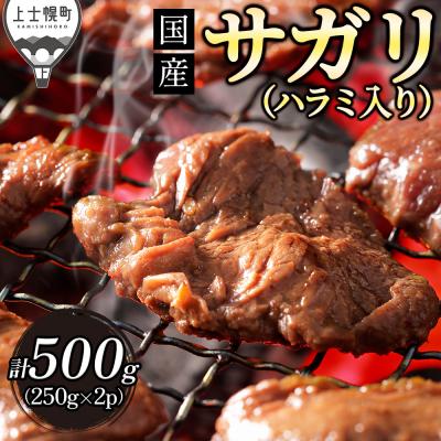 ふるさと納税 上士幌町 国産 味付き サガリ ハラミ 焼肉 計500g 小分け 個包装 北海道 肉 牛肉