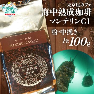 ふるさと納税 陸前高田市 海中熟成珈琲 マンデリンG1 珈琲粉 100g×1袋 コーヒー 珈琲 粉 酸味 コク 東京屋カフェ