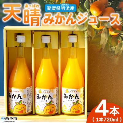 ふるさと納税 西予市 <愛媛県明浜産 天晴みかんジュース 720ml×4本セット>愛媛 えひめ 笑丸