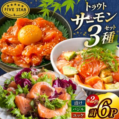 ふるさと納税 気仙沼市 サーモン FIVE STAR ブランド サーモンユッケ サーモンバジル 3種 