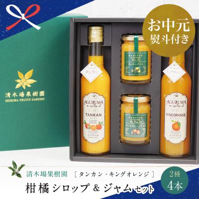 ふるさと納税 南さつま市 [お中元ギフト]柑橘ジャム&amp;シロップ4本セット <タンカン・キングオレンジ>