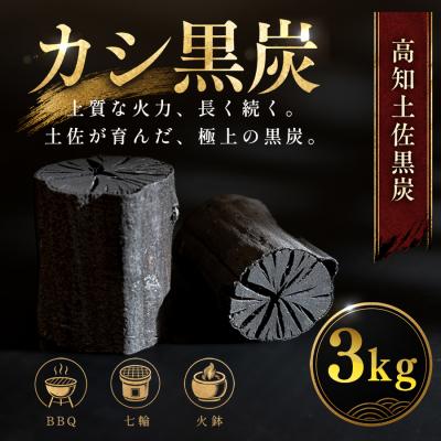 ふるさと納税 大月町 カシ黒炭 3kg 国産木炭 黒炭 BBQ バーベキュー 七輪 キャンプ 炭火焼き 樫100% 火持ち