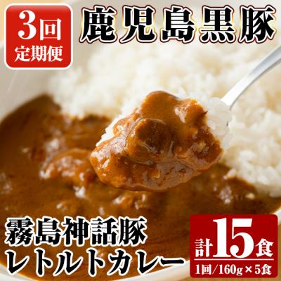 ふるさと納税 霧島市 [3回定期便]鹿児島黒豚 霧島神話豚レトルトカレー 計15食[富士食品]A-044-A