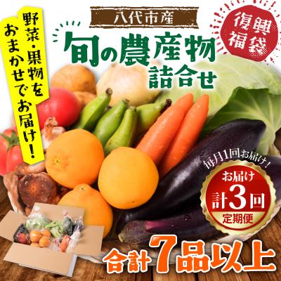ふるさと納税 八代市 [定期便3回][毎月お届け]八代市産!旬の農産物詰合せ 復興 福袋 7品以上_065-5046-A
