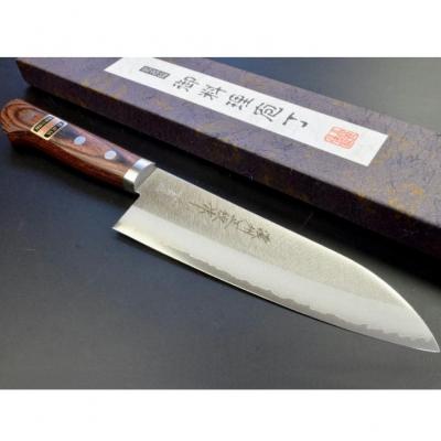 ふるさと納税 関市 [濃州正恒作]V10ゴールド マホガニ合板柄 口金付 三徳包丁165mm
