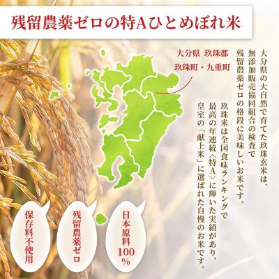 ふるさと納税 玖珠町 特A ひとめぼれ 米 残留農薬ゼロ 発芽玄米 1.5kg × 3袋 6ヶ月 毎月定期便 無洗米 |  | 02
