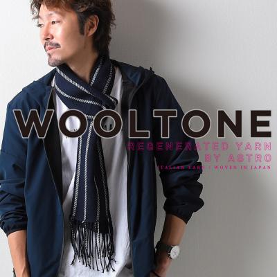 ふるさと納税 関市 WOOLTONE ストライプ柄[BLUS]リバーシブルフリンジストール スモールサイズ