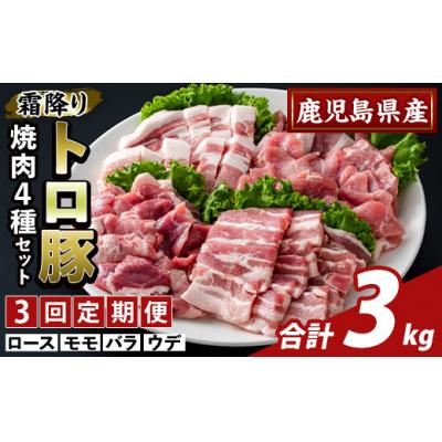 ふるさと納税 霧島市 <3回定期便>霜降りトロ豚 焼肉用バラエティセット(計3kg)[ふるさと産直バザール]K-379-D