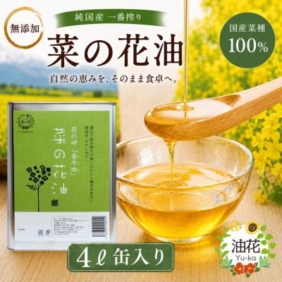 ふるさと納税 豊後高田市 [無添加] 純国産一番搾り菜種油「菜の花油」4L缶入り