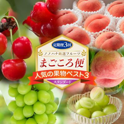 ふるさと納税 山形市 [定期便3回]ノノハナ厳選フルーツ まごころ便 人気の果物ベスト3 スタンダード FY26-218