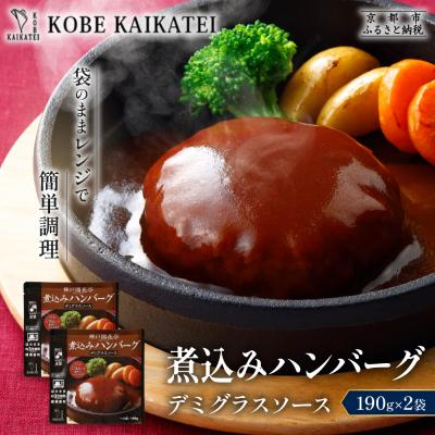 ふるさと納税 京都市 神戸開花亭 煮込みハンバーグ デミグラスソース 190g×2袋|京都 有名店 ハンバーグ 人気セット