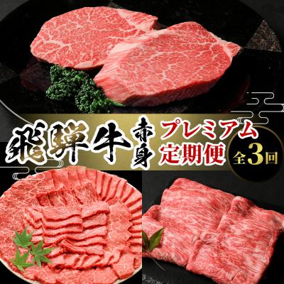 ふるさと納税 七宗町 飛騨牛 赤身定期便 全3回 計1.3kg すき焼き しゃぶしゃぶ ステーキ 焼肉 赤身 養老ミート