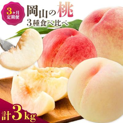 ふるさと納税 笠岡市 [2027年先行予約]桃 3ヶ月定期便 岡山の桃 3種 食べ比べ 各1kg 計3kg