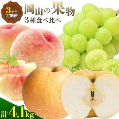 ふるさと納税 笠岡市 [2027年発送先行予約]ぶどう 桃 梨 3ヶ月定期便 岡山の果物 3種 食べ比べ 計4.1kg