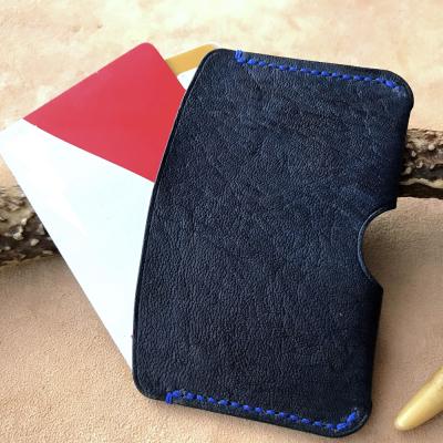 ふるさと納税 土佐清水市 鹿革のカードケース[紺](小さめシンプル)革小物 革製品 レザー 定期入れ 免許証 カード入れ