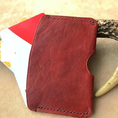 ふるさと納税 土佐清水市 鹿革のカードケース[赤](小さめシンプル)革小物 革製品 レザー 定期入れ 免許証 カード入れ