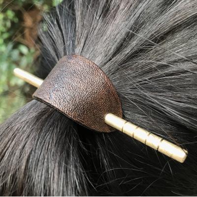 ふるさと納税 土佐清水市 鹿革のマジェステ 3色セット ヘアアクセサリー 真鍮 かんざし 簪 髪飾り ヘアアレンジ 革小物