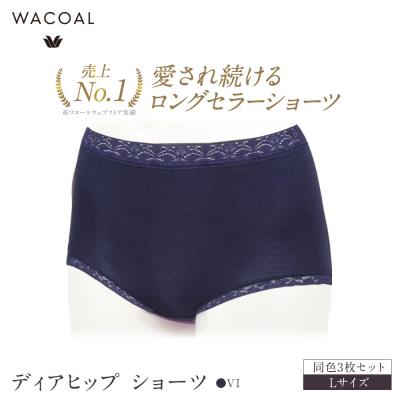 ふるさと納税 京都市 ワコール ディアヒップ ショーツ Lサイズ ネイビー 同色3枚セット|Wacoal 人気 下着