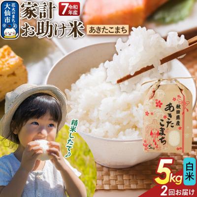 ふるさと納税 大仙市 定期便2ヶ月 白米 家計お助け米 あきたこまち 5kg R7年|22_kml-060502