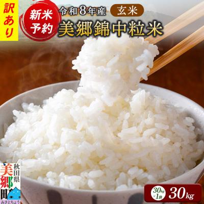 ふるさと納税 美郷町 新米受付 令和8年産 玄米 酒造好適米 美郷錦中粒米 30kg|01_skg-033001
