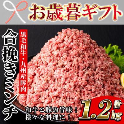 ふるさと納税 いちき串木野市 [お歳暮]黒毛和牛と九州産豚肉を使用した合挽きミンチ(300g×4P)