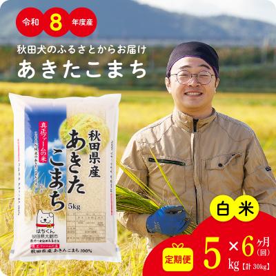 ふるさと納税 大館市 【定期便6ヶ月】令和8年産秋田県産あきたこまち(白米)5kg【ふるさと納税3.0】 | 